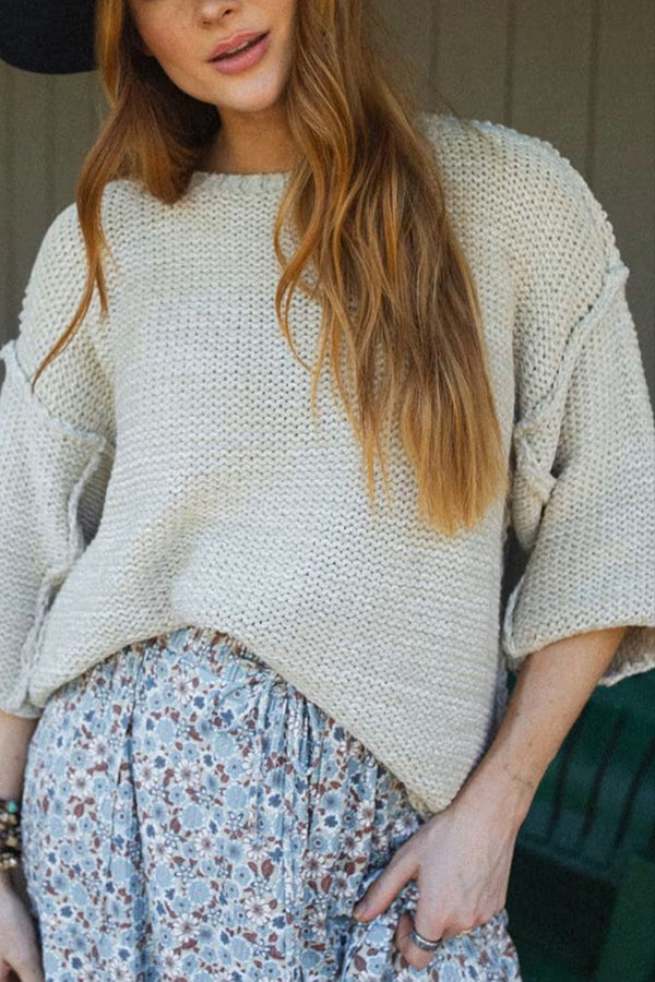 Pull en maille confortable à col rond pour la chaleur quotidienne