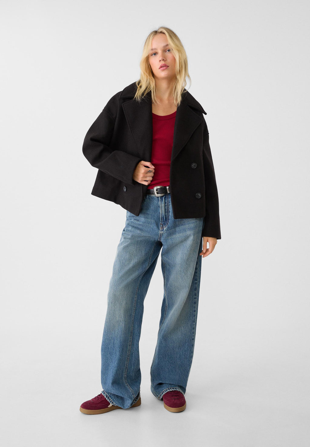 Manteau court classique intemporel pour femmes
