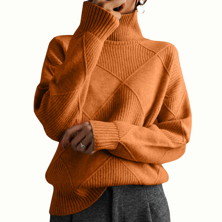 Pull à col roulé en tricot géométrique confortable