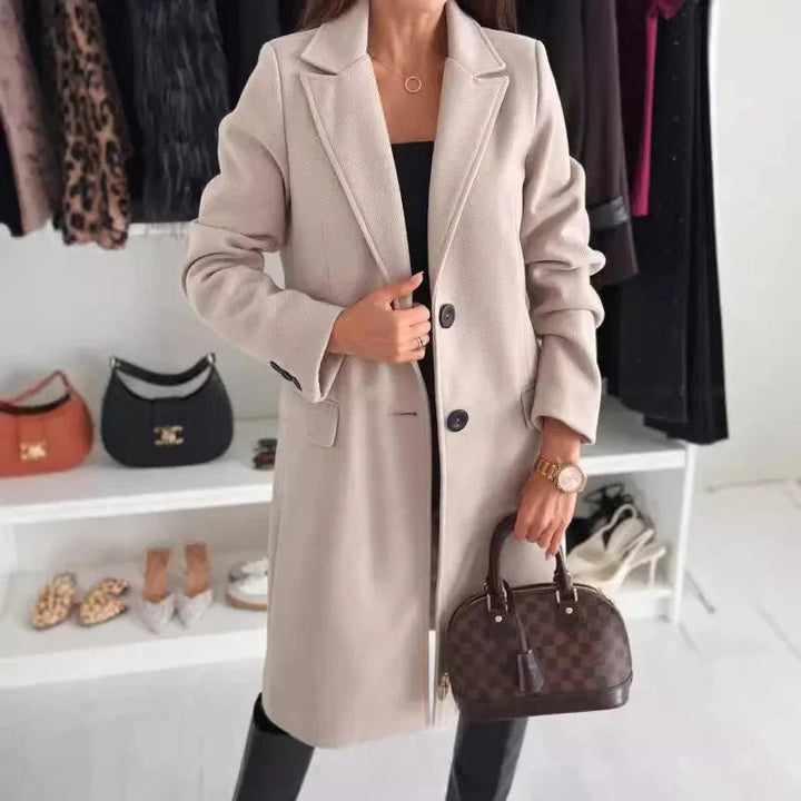 Manteau d'hiver long chic en laine pour femme
