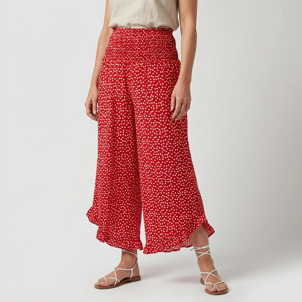 Pantalon large fluide à pois pour femme