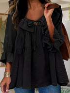 Blouse Femme Élégante à Col Volanté