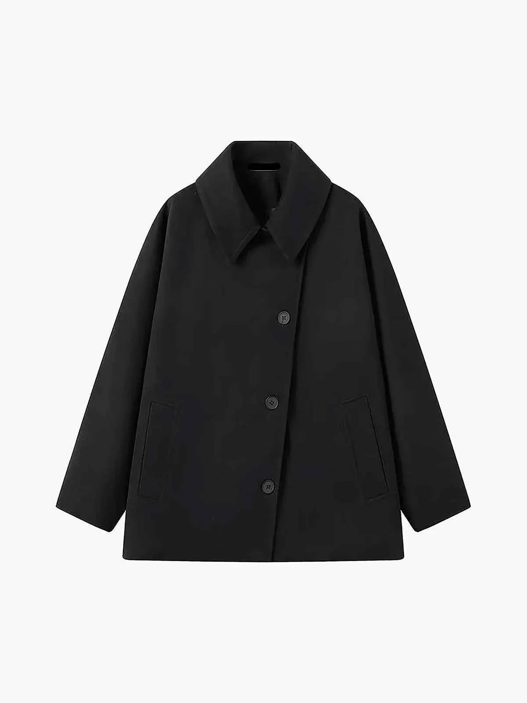 Manteau d'hiver oversize pour femme avec col à revers et boutons asymétriques