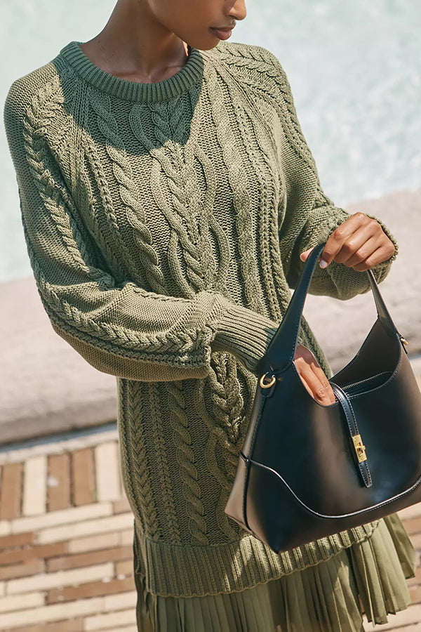 Robe Mini Pull en Maille Côtelée avec Ourlet en Chiffon Plissé