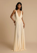 Robe Maxi Blanche à Col V Profond en Dentelle, Fluide, à Bretelles, Robe de Vacances