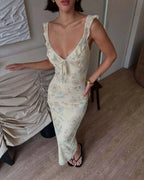 Robe Maxi Dos Nu Plongeant Fleurie Mode Été