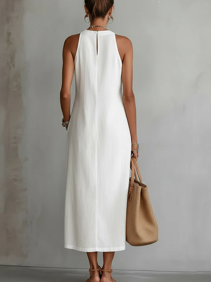 Robe midi en lin aérienne pour femme