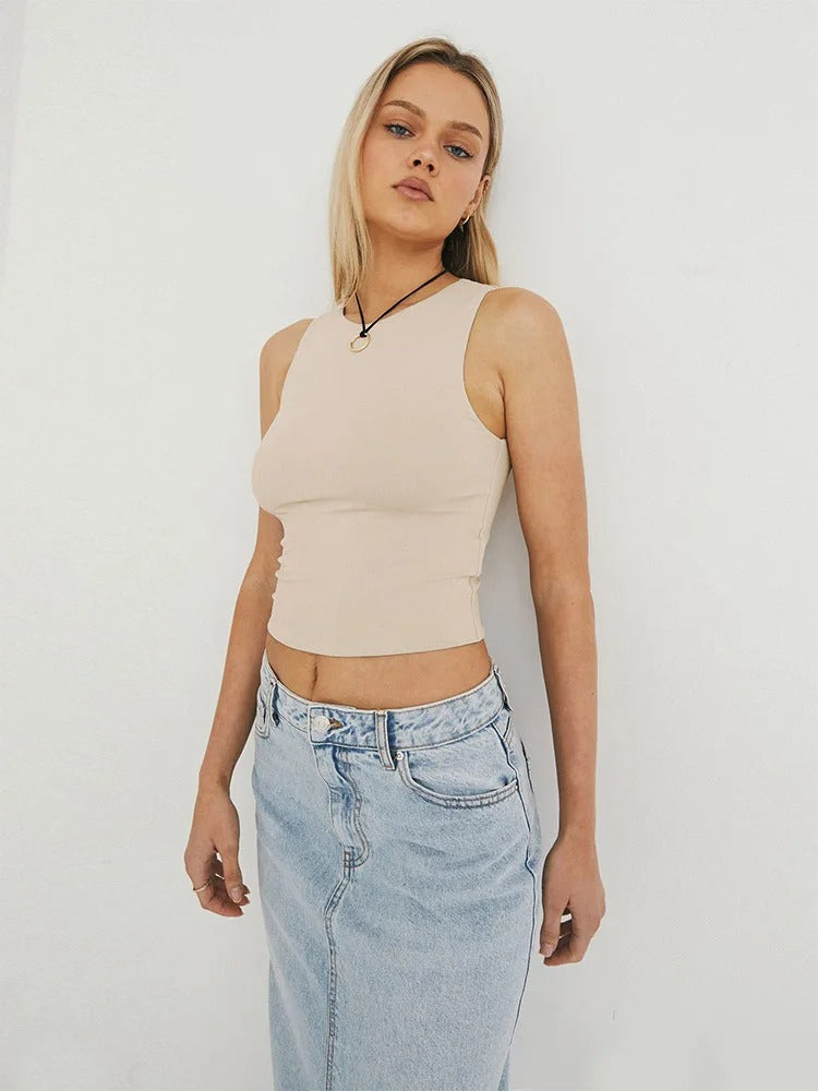 Léa Blanchet® | Basic Ärmelloses Cropped Top