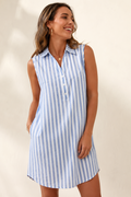 Robe midi à rayures en coton pour femmes