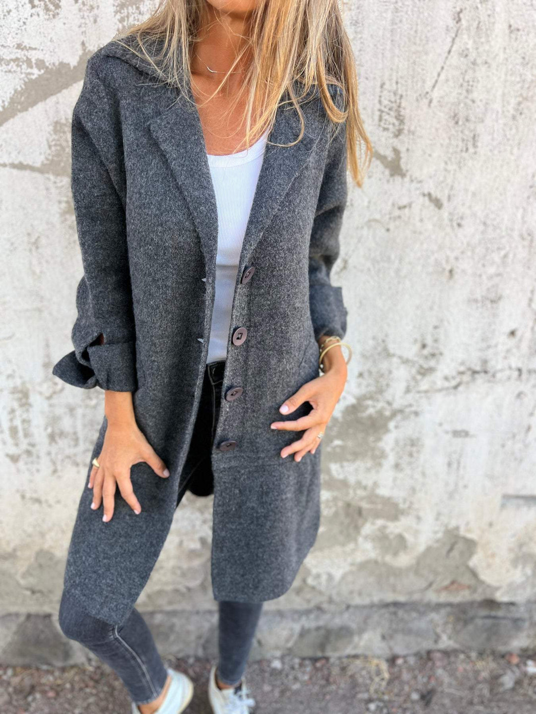 Cardigan décontracté chic à col revers avec poches