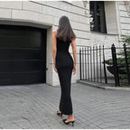 Robe midi sans manches en maille côtelée douce pour femme