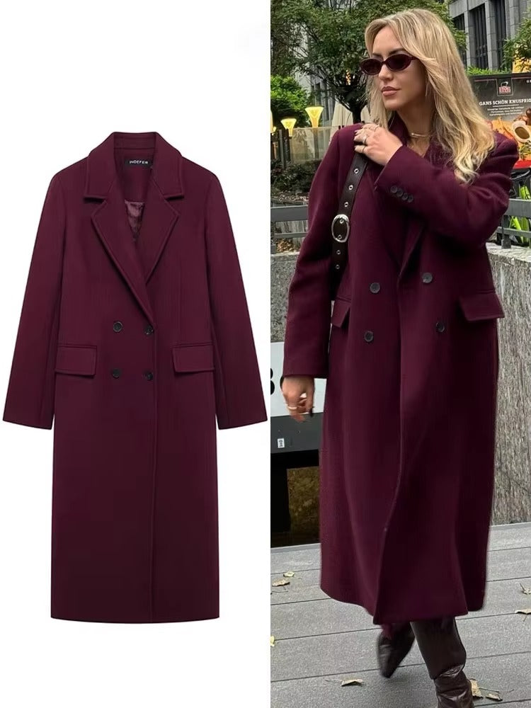 Manteau croisé à manches longues