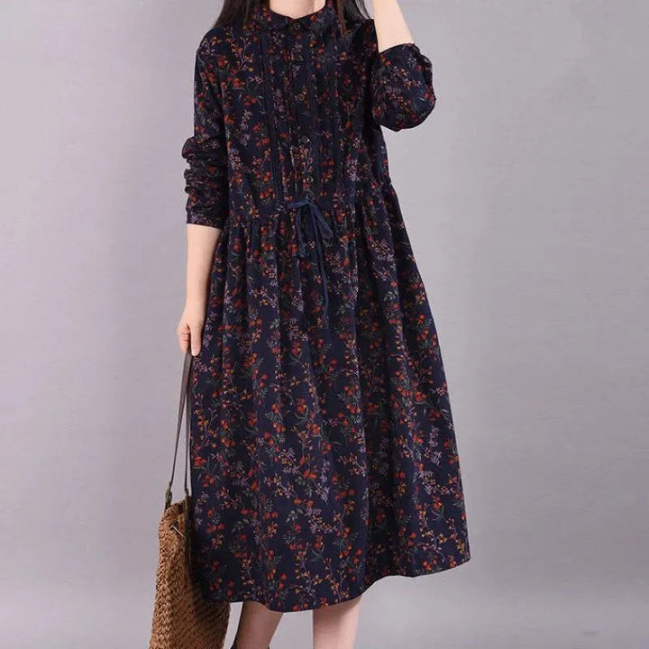 Fleur Rousse | Robe florale vintage avec taille ajustable