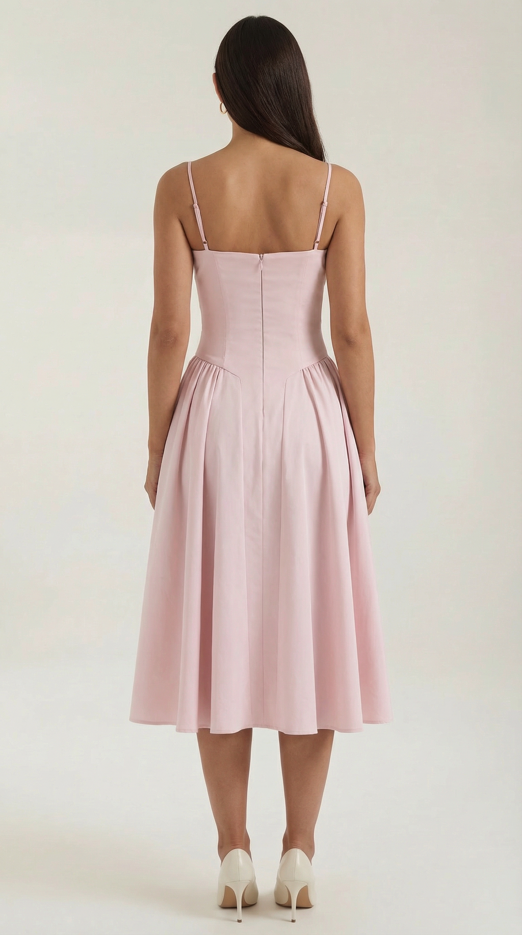 Robe mi-longue corset florale pour femme avec décolleté en cœur