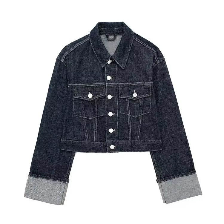 Veste en jean courte vintage pour femme