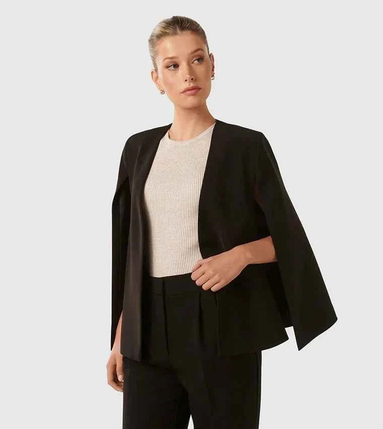 Blazer Cape Élégant pour Femme avec Coupe Flottante et Fente aux Manches