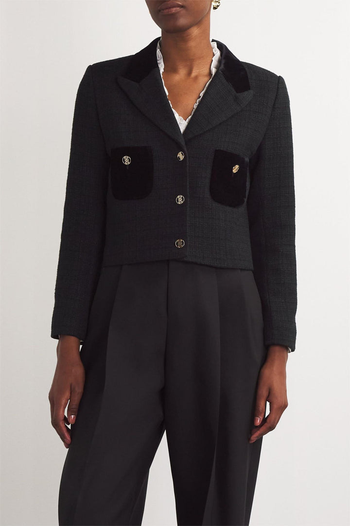 Blazer en velours avec détails de boutons métalliques