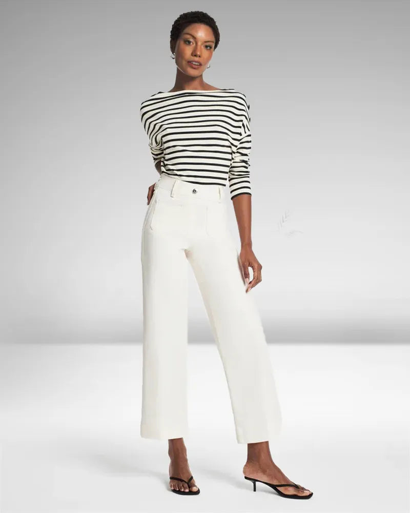 Jean chic taille haute à jambes larges