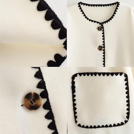 Ensemble Veste Détail Bordure & Pantalon Décontracté