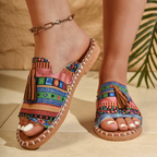 Sandales bohémiennes à pompons pour femmes