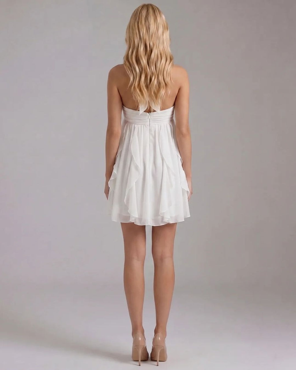 Robe mini froncée sans manches Rachel