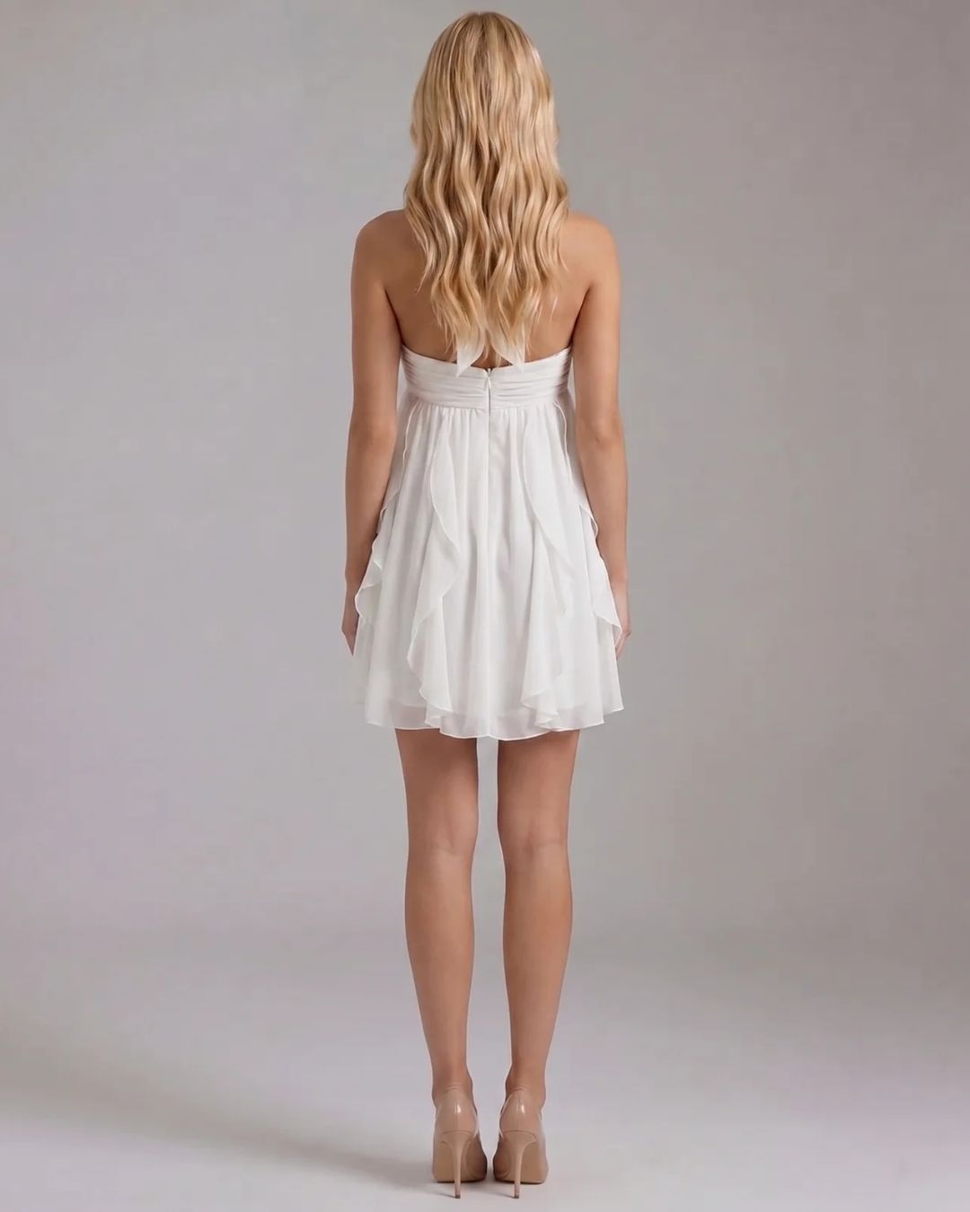 Robe mini froncée sans manches Rachel