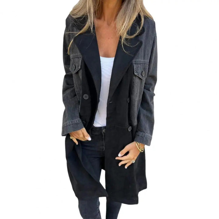 Manteau d'hiver mi-long féminin chic à double boutonnage
