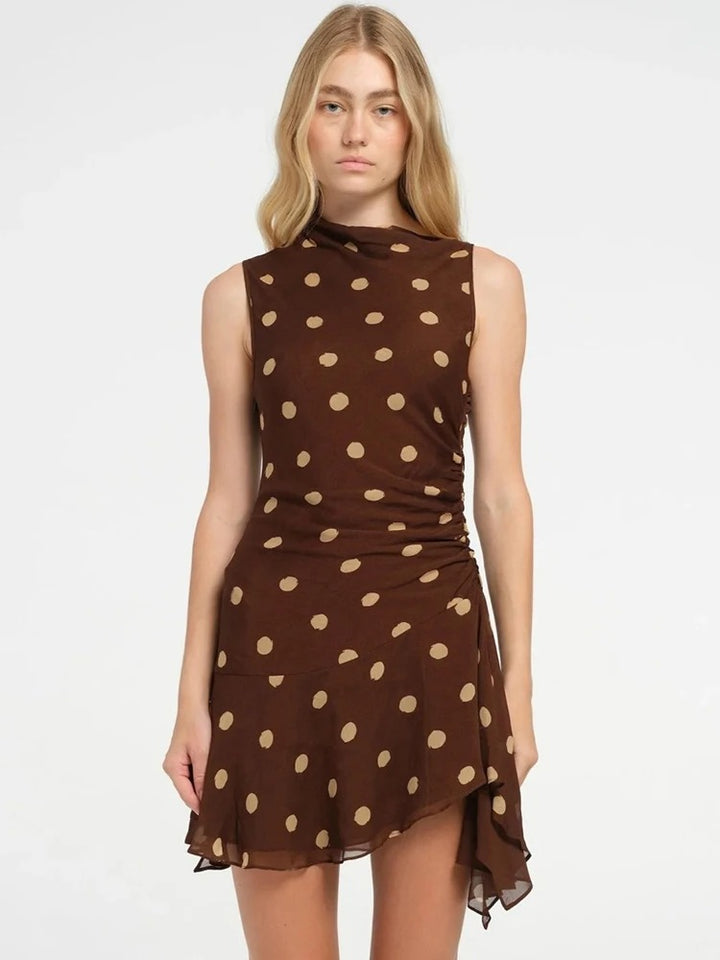 Sophie Paris® | Robe asymétrique à pois sans manches