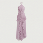 Robe mi-longue plissée en rose thé violet pour femme