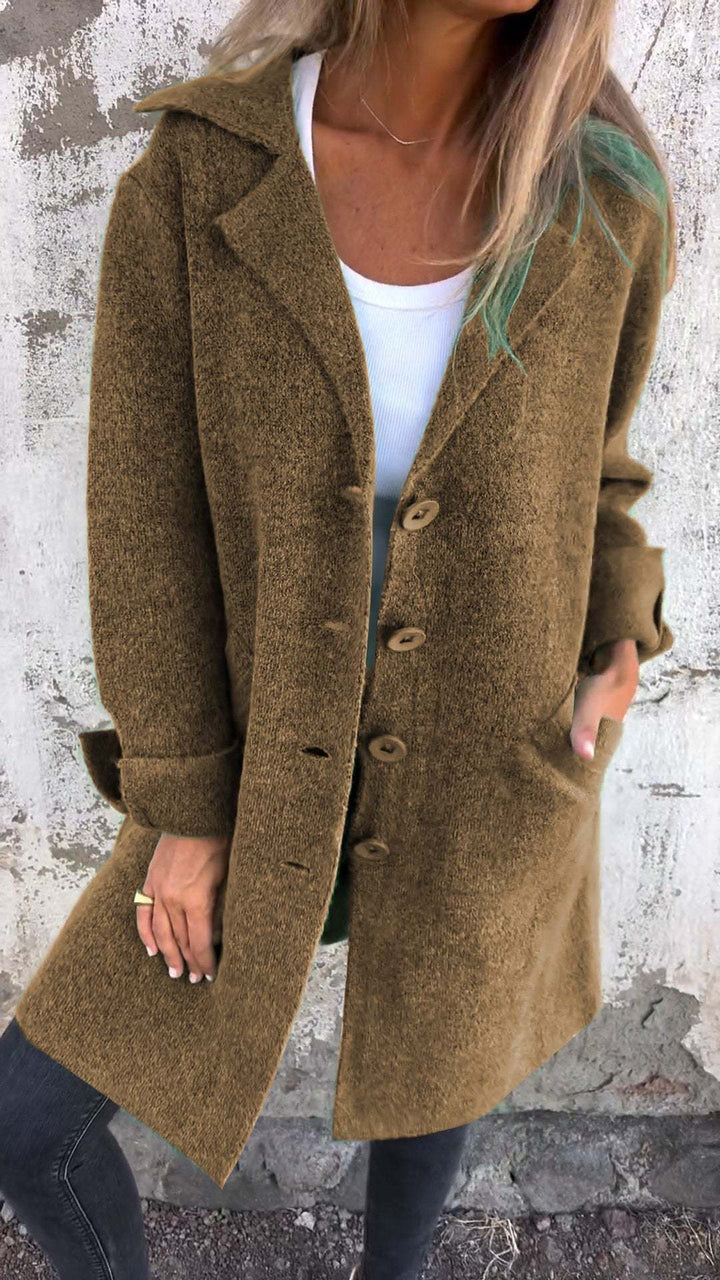 Cardigan décontracté chic à col revers avec poches