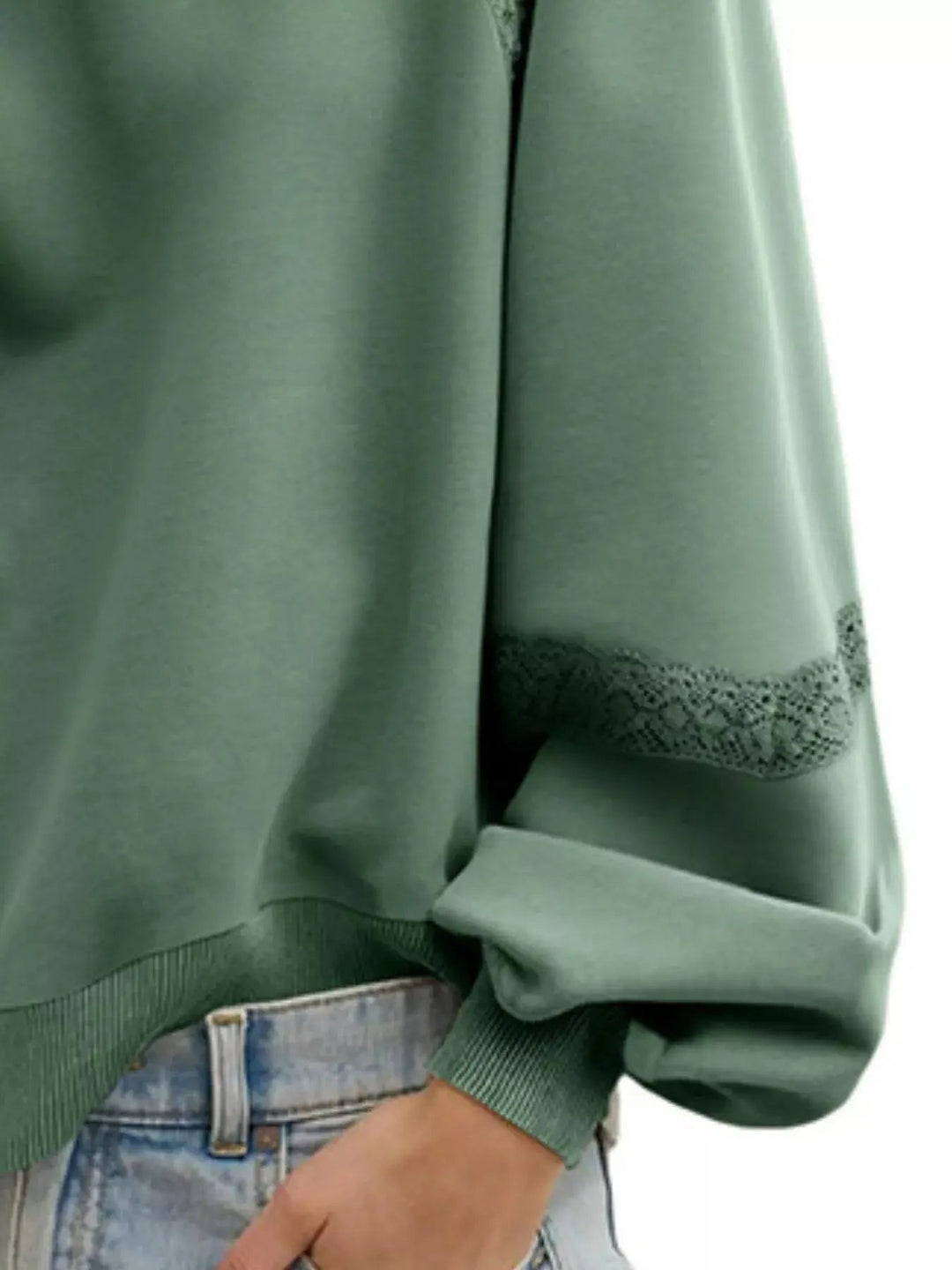 Sweatshirt Douillet à Détails en Dentelle pour un Look Chic Décontracté