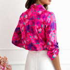 Blouse décontractée à boutons avec imprimé floral