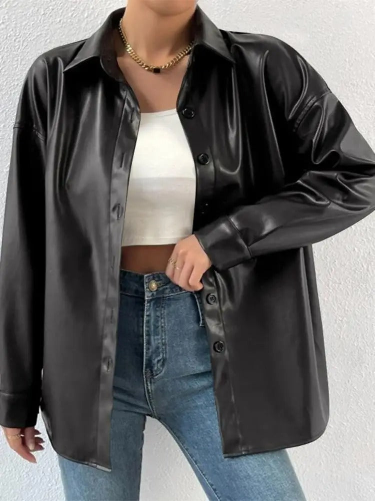 Veste aviateur vintage en cuir avec col à revers et fermeture à boutons