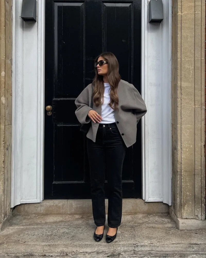 Manteau d'hiver douillet en mélange de laine