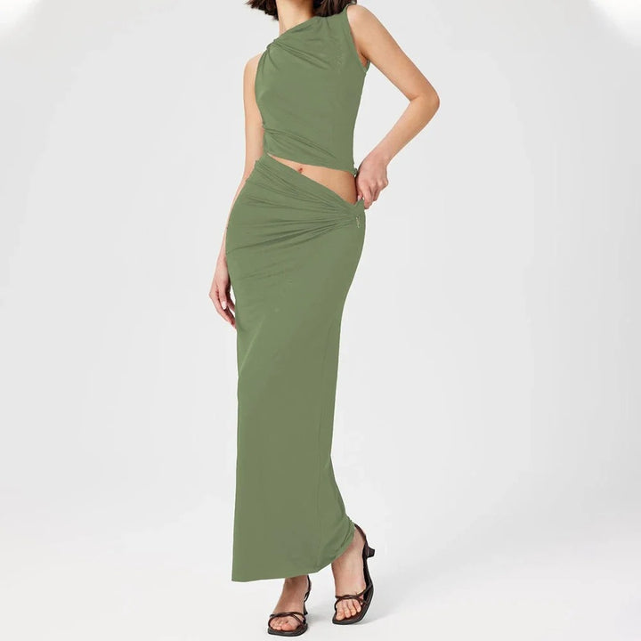 Sophie Paris® | Robe longue drapée asymétrique