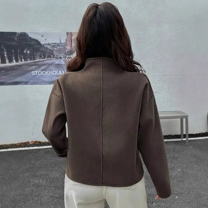 Veste courte décontractée avec col montant et fermeture éclair