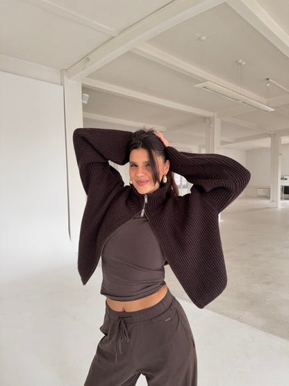 Veste zippée de luxe en laine cachemire