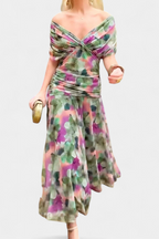 Robe longue plissée élégante à fleurs pour femme