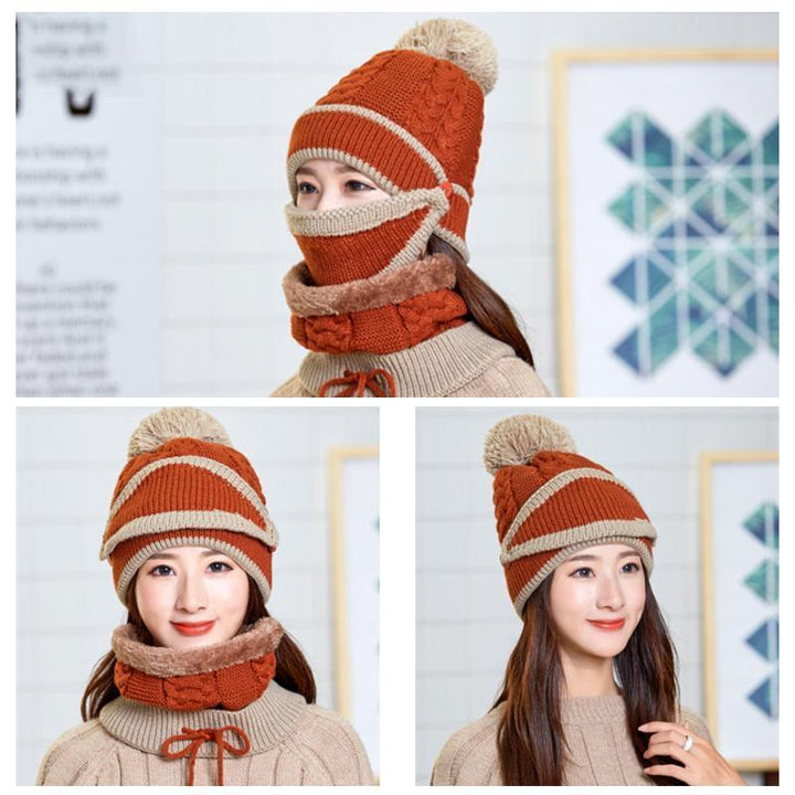 Ensemble bonnet en tricot douillet et écharpe pour femme