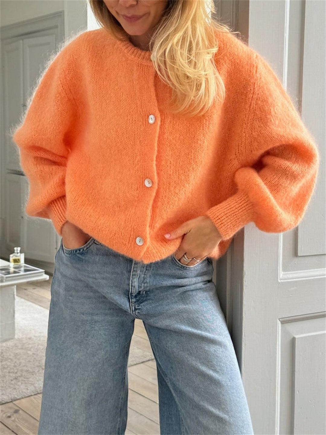 Cardigan en cachemire doux tricoté