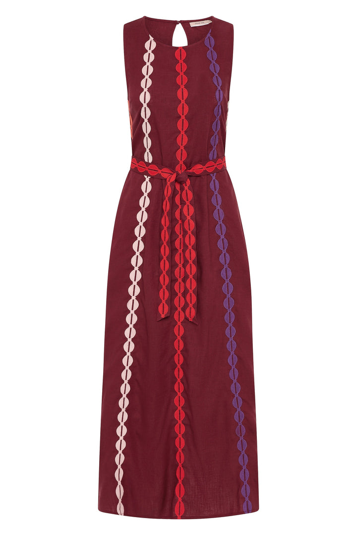 Robe mi-longue marron tabac pour femme