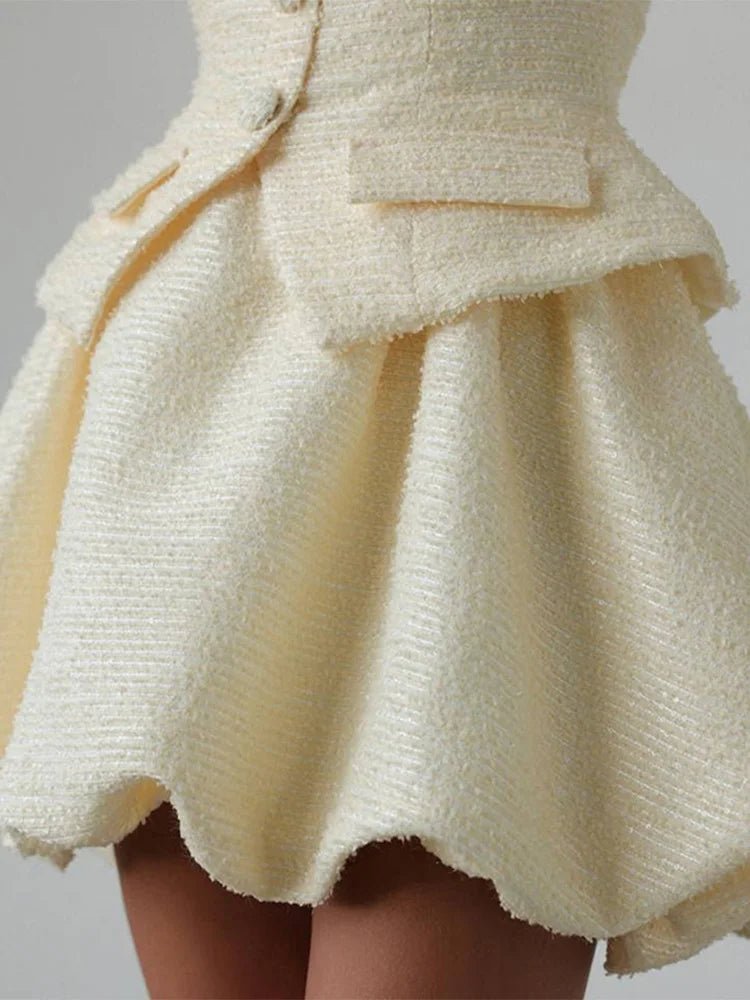 Ensemble deux pièces chemise à manches bouffantes et jupe bulle