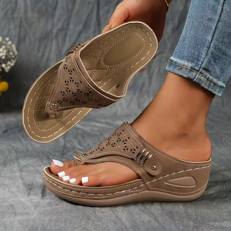 Sandales à talons compensés pour femmes, chaussures d'été confortables