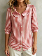 Blouse en coton vintage avec col Claudine pour femme