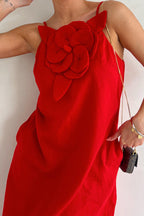 Sophie Paris | Robe maxi fendue à poches ornée de motifs floraux en mélange de lin