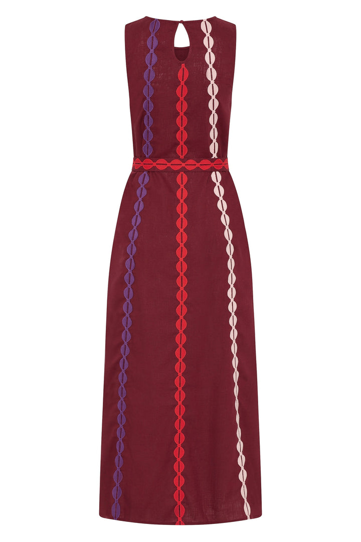 Robe mi-longue marron tabac pour femme