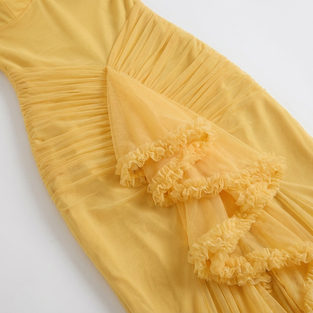 Robe maxi asymétrique à volants pour femmes