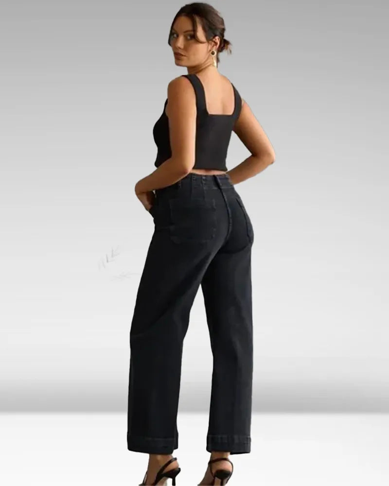 Jean chic taille haute à jambes larges