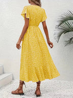 Robe portefeuille à imprimé floral avec décolleté en V