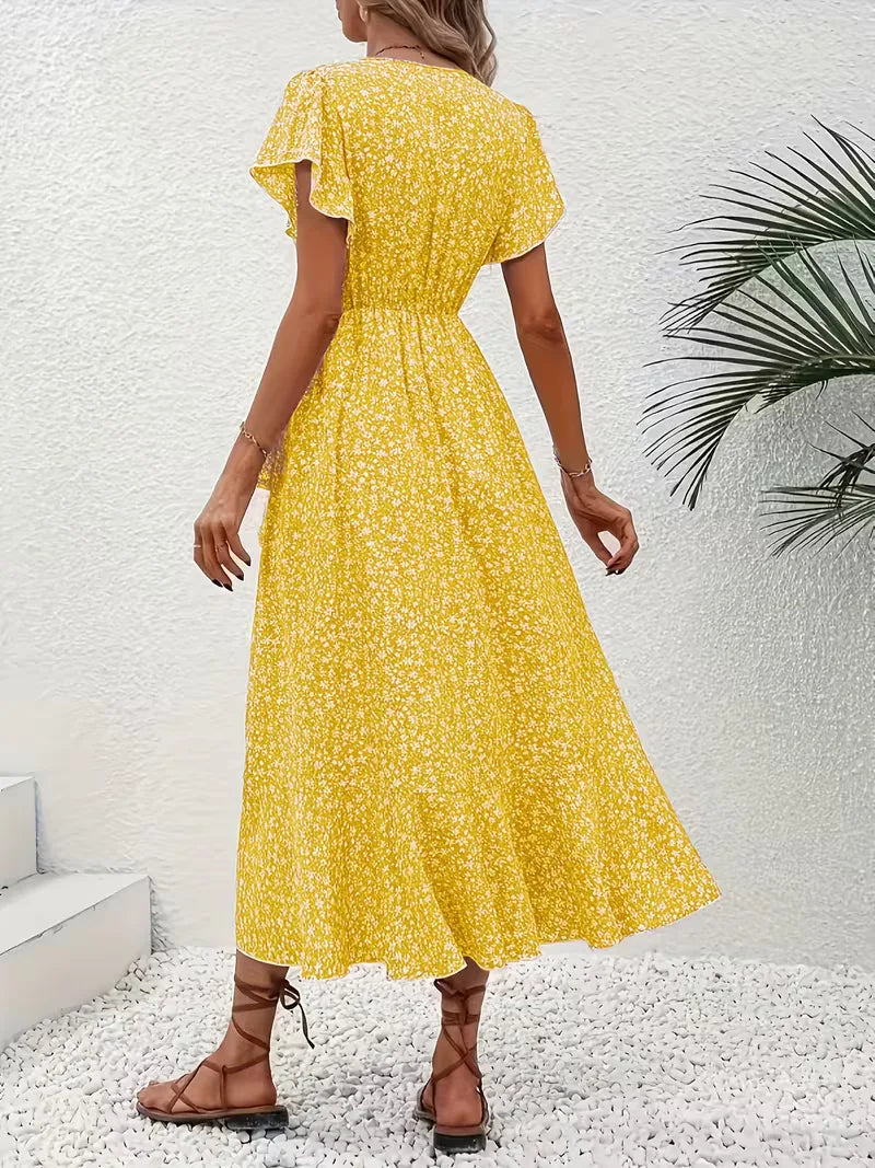 Robe portefeuille à imprimé floral avec décolleté en V
